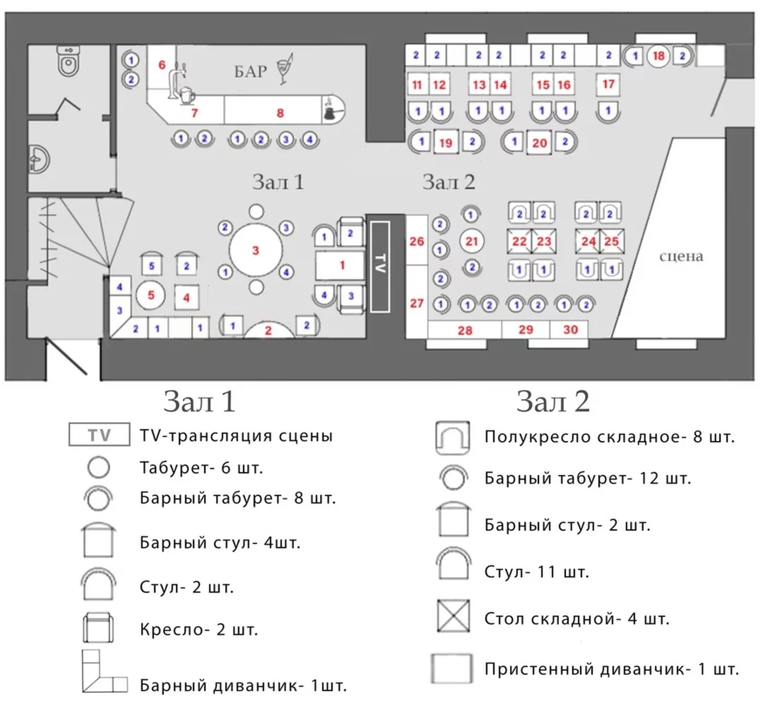 Схемы залов