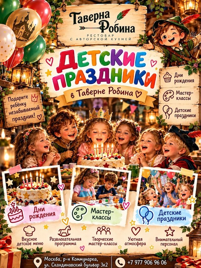ресторан &laquo;Таверна Робина&raquo;, Детские праздники в Таверне Робина