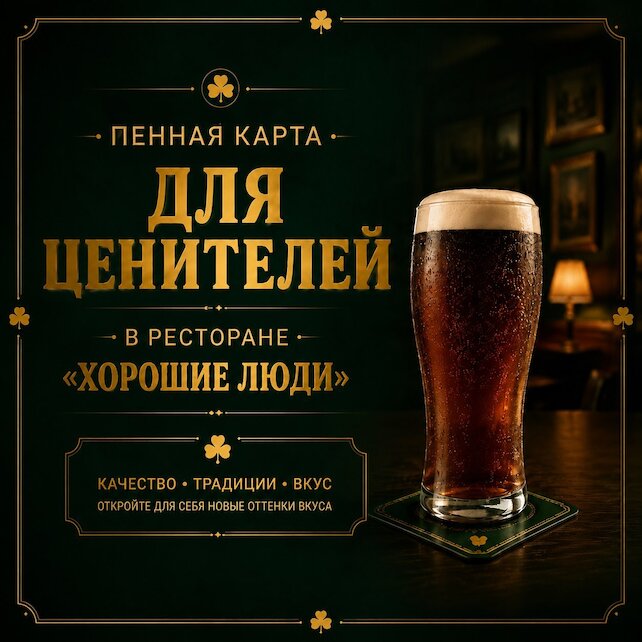 ресторан «Хорошие люди», 🍺 Наша карта пенных напитков — для ценителей и искателей нового