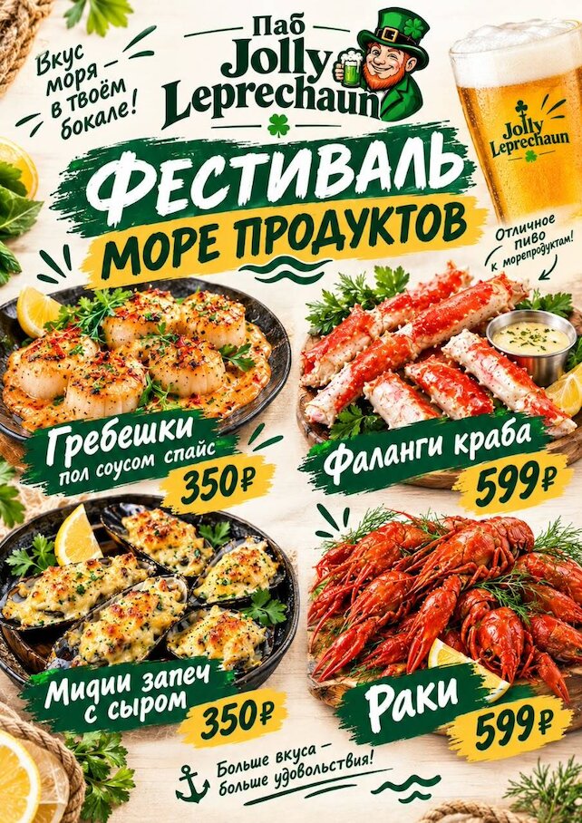 паб «Jolly Leprechaun», Фестиваль морепродуктов!