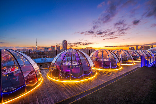лофт «RoofTop», Купольная беседка на крыше с панорамным видом на Москву