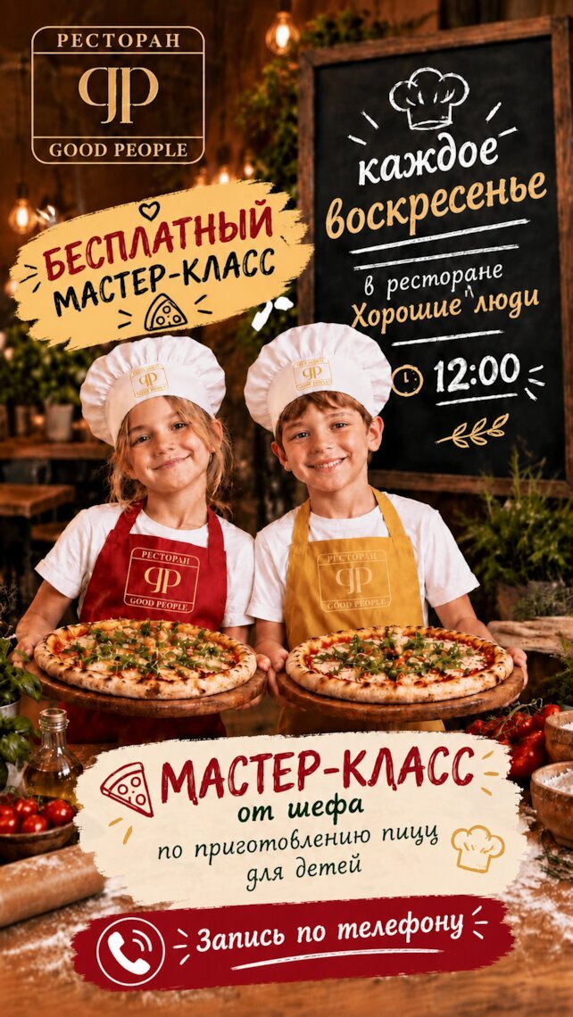 ресторан «Хорошие люди», Каждое воскресенье — бесплатный мастер-класс для детей