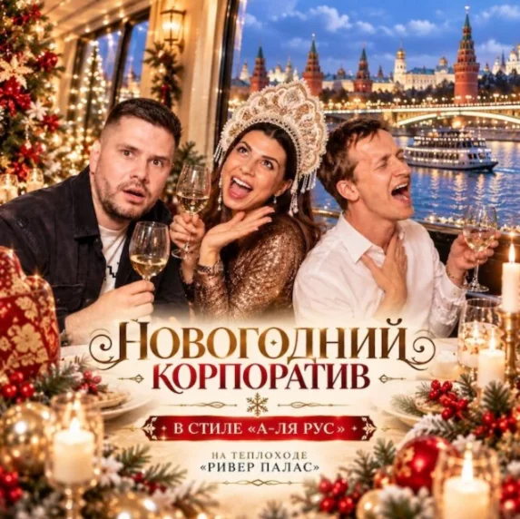 Новогодний корпоратив в стиле А ЛЯ Рус на теплоходе