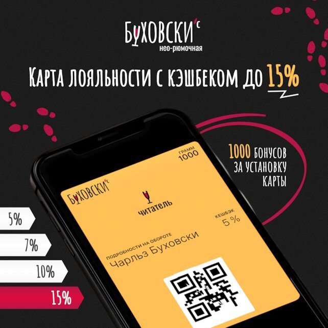 рюмочная «Буховски'с», Кэшбек до 15% по карте Буховски