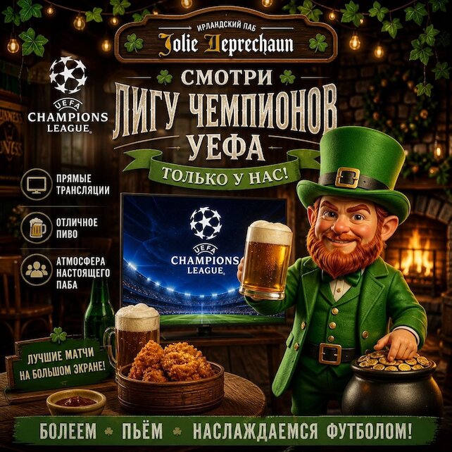 паб &laquo;Jolly Leprechaun&raquo;, Лига Чемпионов Уефа