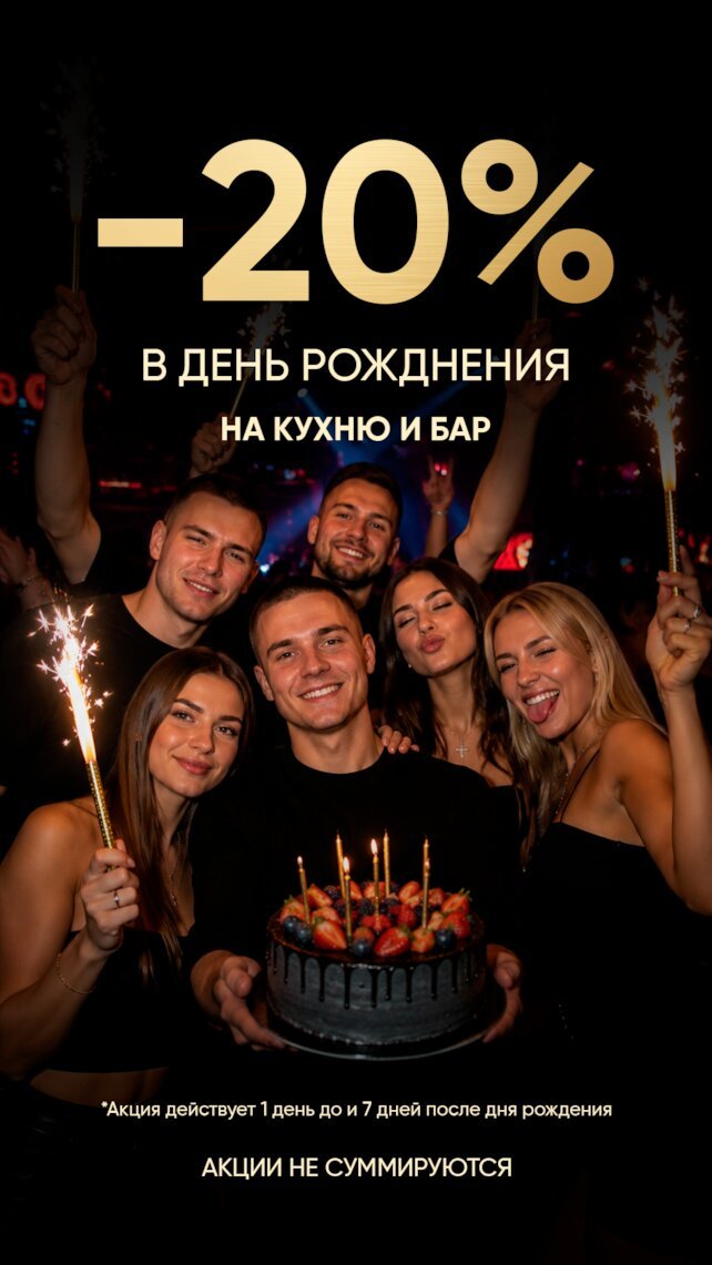 ресторан «Cherish», Скидка в день рождения