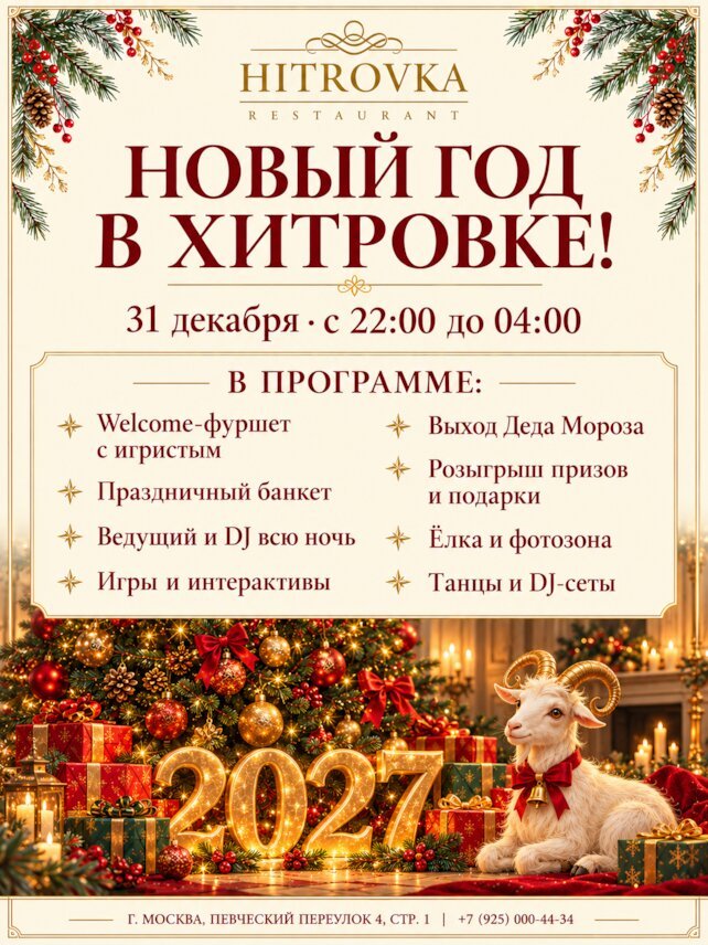 ресторан &laquo;Хитровка&raquo;, Новый год 2027 в самом центре Москвы! ✨