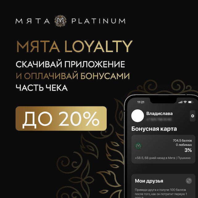 лаунж «Мята Platinum Павелецкая», Система лояльности Мята Loyalty