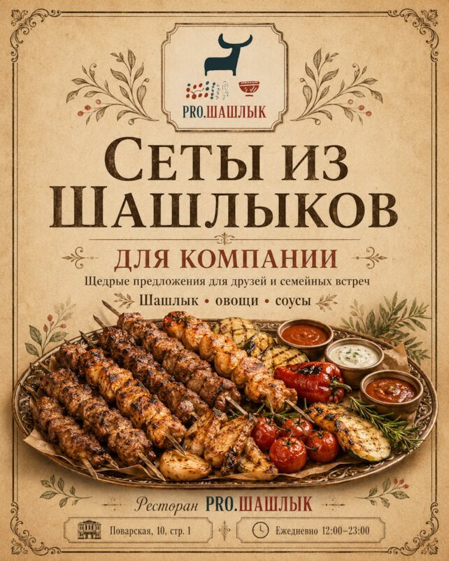 ресторан «Pro. Шашлык», Сеты из шашлыков для компании