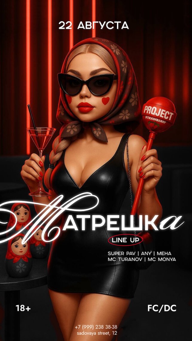 клуб «Project», 22 августа. Каждая матрешка хранит тайну. И в следующую пятницу она будет раскрыта