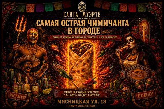 бар &laquo;Санта Муэрте&raquo;, Чимичанга бесплатно