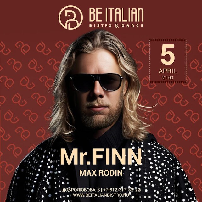 ресторан «Be Italian», 5 апреля dj-сет от Mr. finn