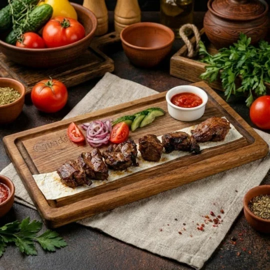 Шашлык из свиной шейки в ресторан На крыше