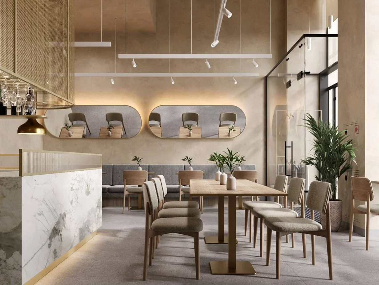 Интерьер/Экстерьер/Банкетная зона/Бар/Стол для двоих/Вход/Главный зал/Lounge зона кафе The Breakfast Club фото