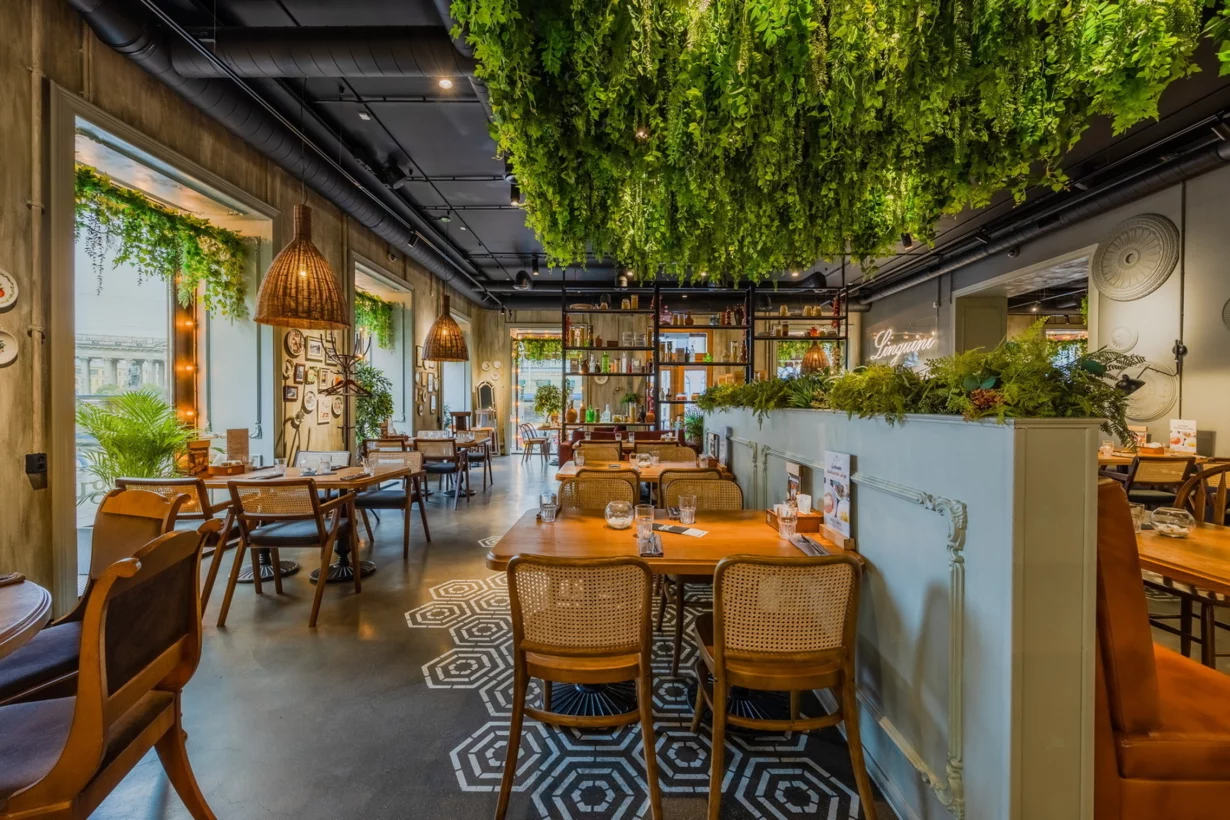 Интерьер/Экстерьер/Банкетная зона/Бар/Стол для двоих/Вход/Главный зал/Lounge зона ресторан Linguini фото