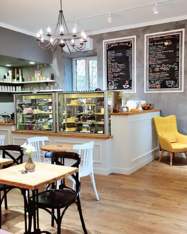 Интерьер/Экстерьер/Банкетная зона/Бар/Стол для двоих/Вход/Главный зал/Lounge зона кондитерская Le dessert фото