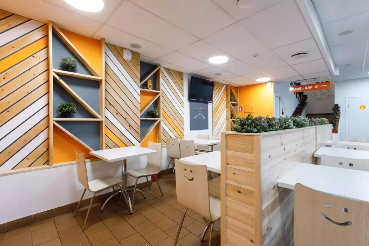 Интерьер/Экстерьер/Банкетная зона/Бар/Стол для двоих/Вход/Главный зал/Lounge зона столовая 8 Минут фото