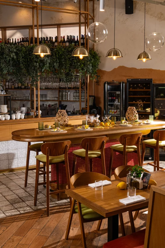 Интерьер/Экстерьер/Банкетная зона/Бар/Стол для двоих/Вход/Главный зал/Lounge зона ресторан Bona Capona фото