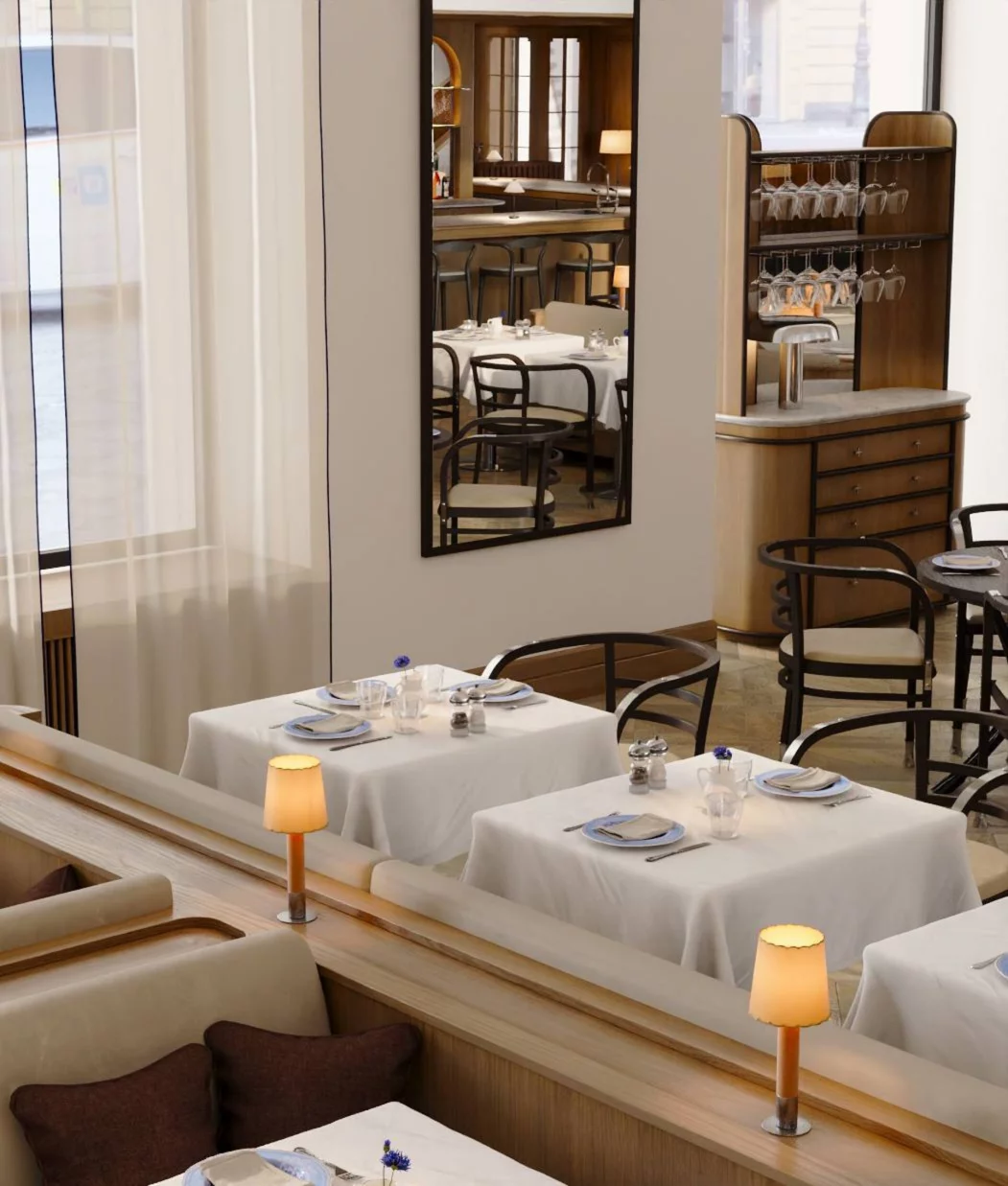 Интерьер/Экстерьер/Банкетная зона/Бар/Стол для двоих/Вход/Главный зал/Lounge зона ресторан Перемена фото