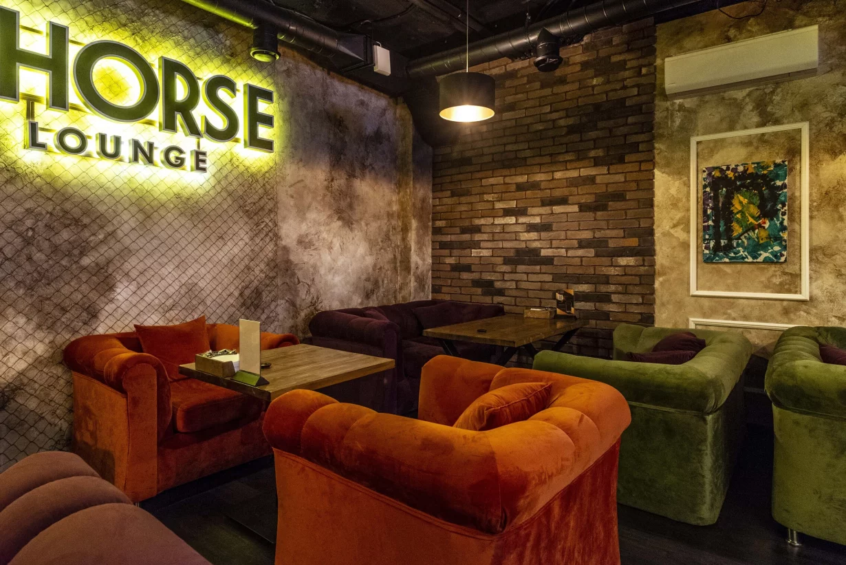 Интерьер/Экстерьер/Банкетная зона/Бар/Стол для двоих/Вход/Главный зал/Lounge зона лаунж Chorse Lounge фото