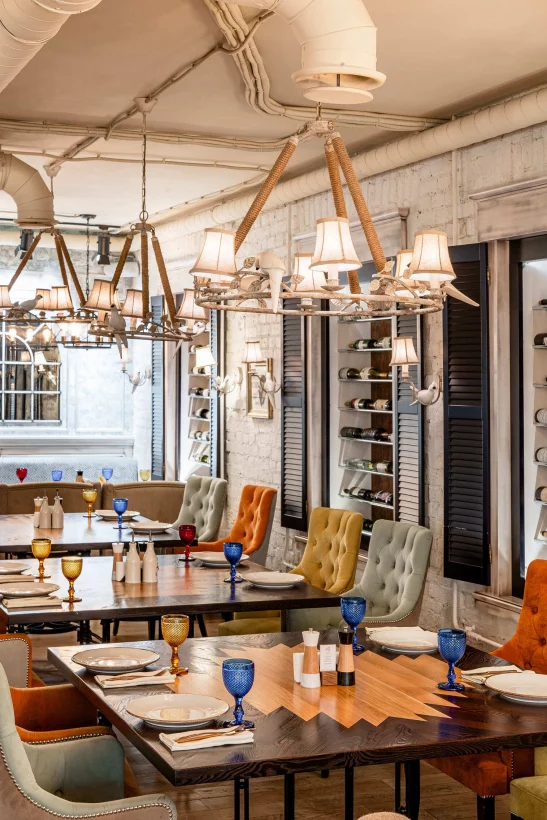 Интерьер/Экстерьер/Банкетная зона/Бар/Стол для двоих/Вход/Главный зал/Lounge зона ресторан Maturo Tomato фото