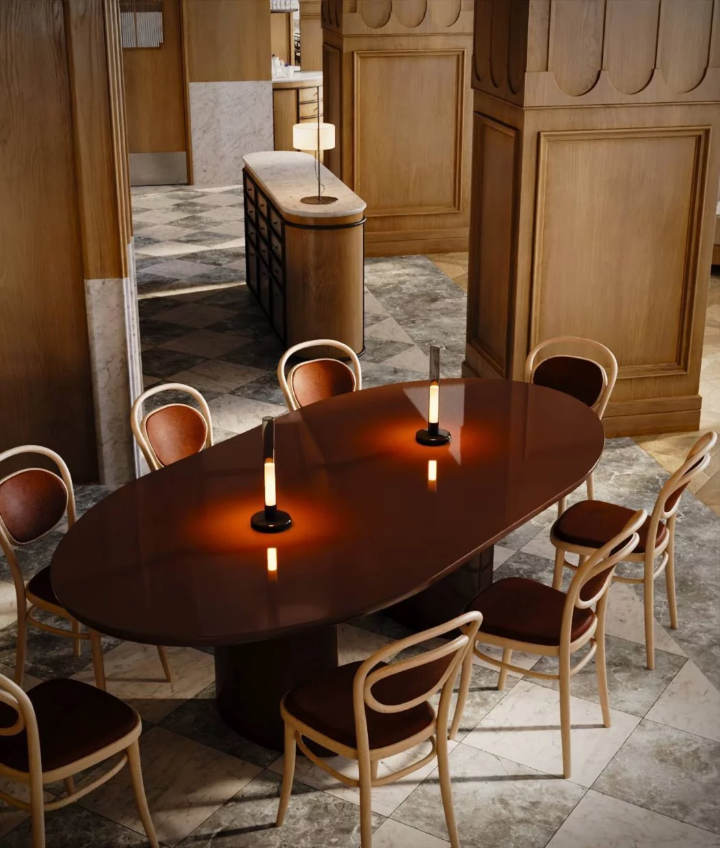 Интерьер/Экстерьер/Банкетная зона/Бар/Стол для двоих/Вход/Главный зал/Lounge зона ресторан Перемена фото