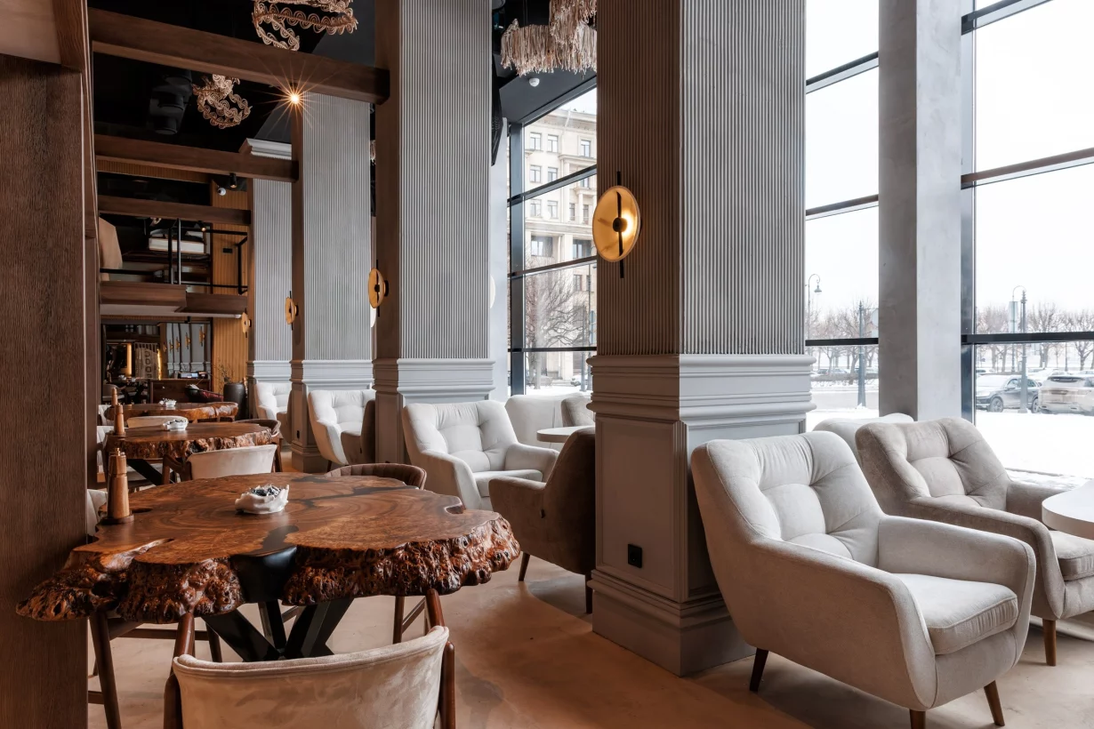 Интерьер/Экстерьер/Банкетная зона/Бар/Стол для двоих/Вход/Главный зал/Lounge зона ресторан Code фото