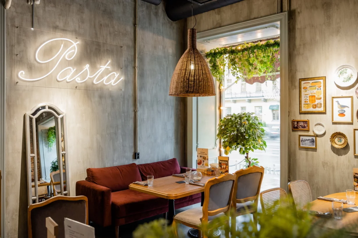 Интерьер/Экстерьер/Банкетная зона/Бар/Стол для двоих/Вход/Главный зал/Lounge зона ресторан Linguini фото