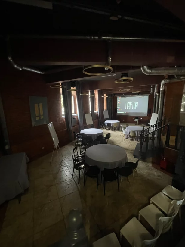 Интерьер/Экстерьер/Банкетная зона/Бар/Стол для двоих/Вход/Главный зал/Lounge зона лофт Партия фото