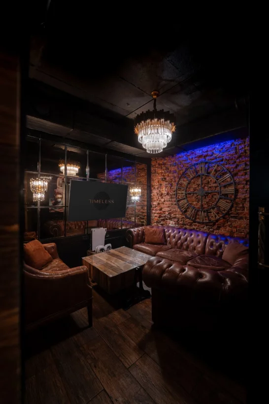 Интерьер/Экстерьер/Банкетная зона/Бар/Стол для двоих/Вход/Главный зал/Lounge зона кальянная Timeless Чистые пруды фото