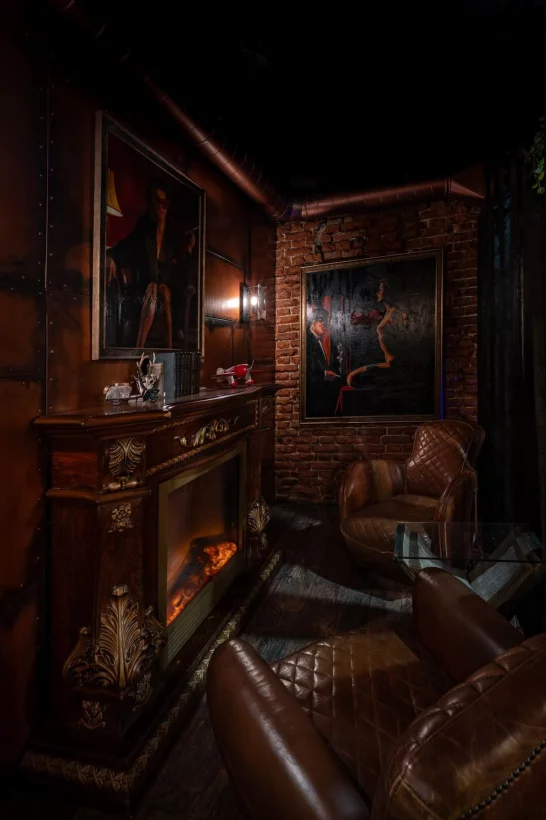 Интерьер/Экстерьер/Банкетная зона/Бар/Стол для двоих/Вход/Главный зал/Lounge зона кальянная Timeless Чистые пруды фото