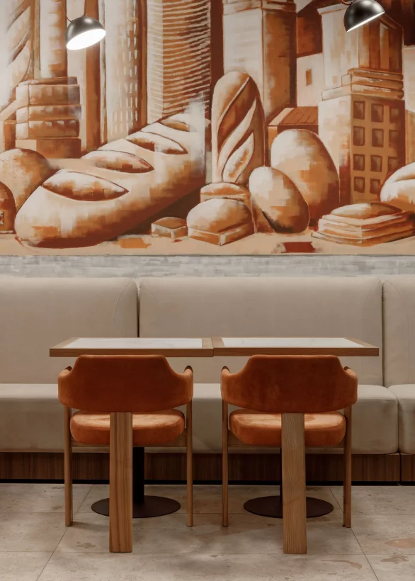 Интерьер/Экстерьер/Банкетная зона/Бар/Стол для двоих/Вход/Главный зал/Lounge зона пекарня Ухват фото