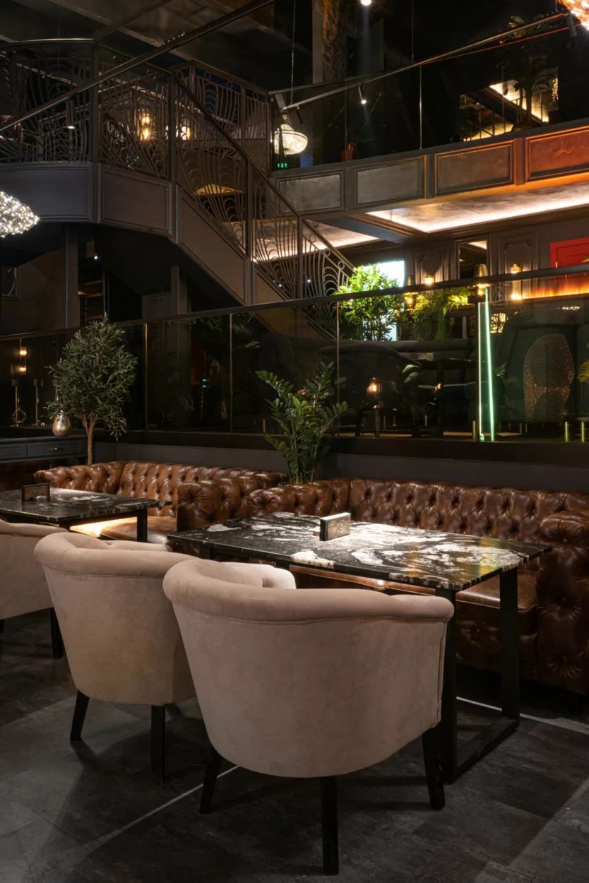 Интерьер/Экстерьер/Банкетная зона/Бар/Стол для двоих/Вход/Главный зал/Lounge зона ресторан Дымзавод Хамовники фото