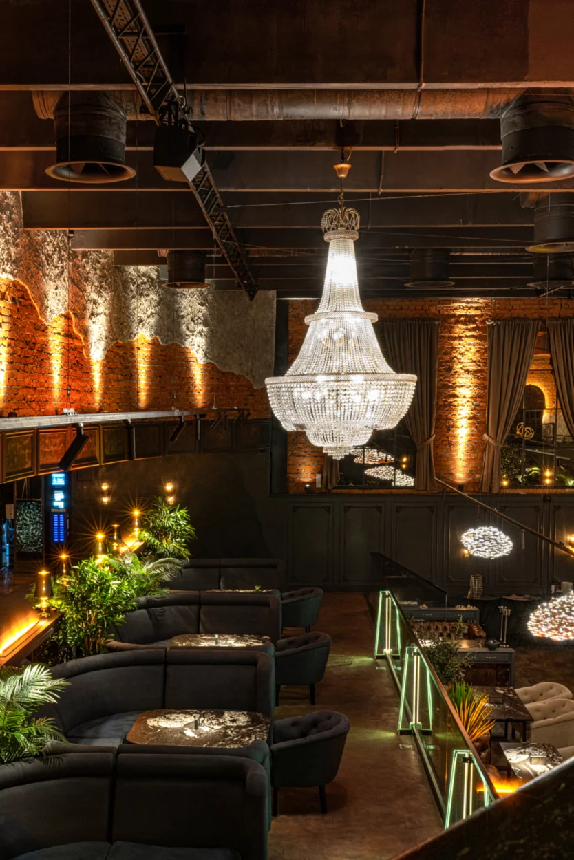 Интерьер/Экстерьер/Банкетная зона/Бар/Стол для двоих/Вход/Главный зал/Lounge зона ресторан Дымзавод Хамовники фото