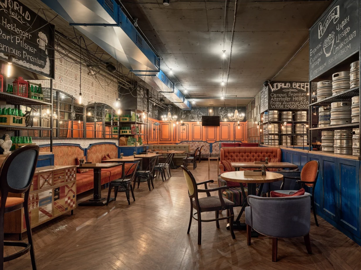 Интерьер/Экстерьер/Банкетная зона/Бар/Стол для двоих/Вход/Главный зал/Lounge зона гастробар Залечь на дно в Гамбург фото