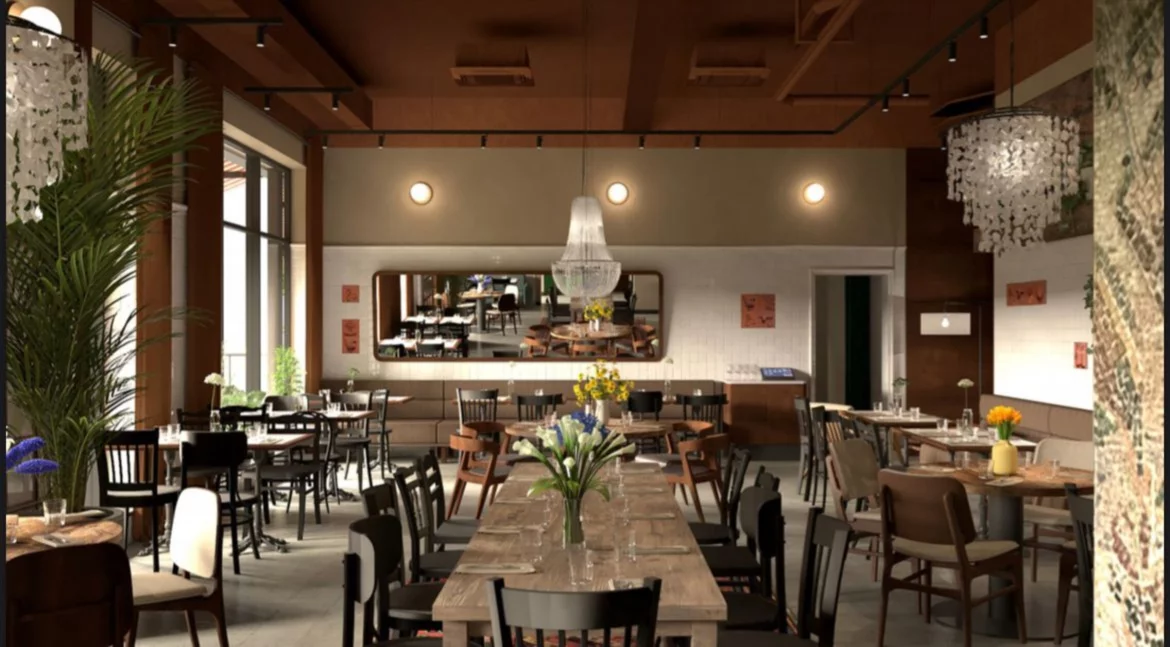 Интерьер/Экстерьер/Банкетная зона/Бар/Стол для двоих/Вход/Главный зал/Lounge зона кафе Ели сацебели фото