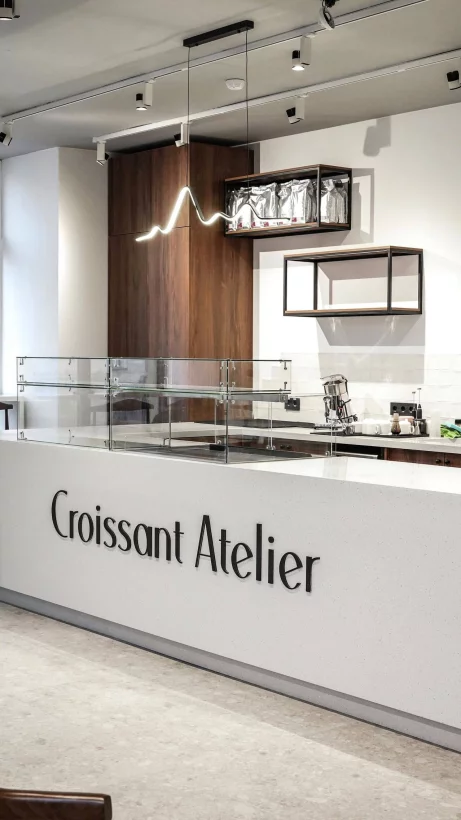 Интерьер/Экстерьер/Банкетная зона/Бар/Стол для двоих/Вход/Главный зал/Lounge зона кафе Croissant Atelier фото