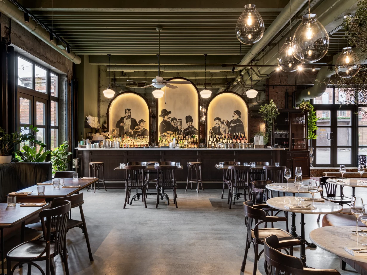 Интерьер/Экстерьер/Банкетная зона/Бар/Стол для двоих/Вход/Главный зал/Lounge зона ресторан Pádre Khinkali фото