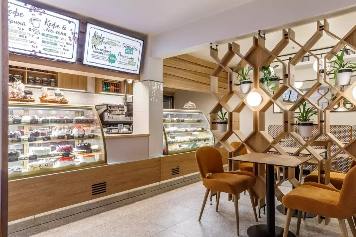 Интерьер/Экстерьер/Банкетная зона/Бар/Стол для двоих/Вход/Главный зал/Lounge зона кондитерская Любокофе фото