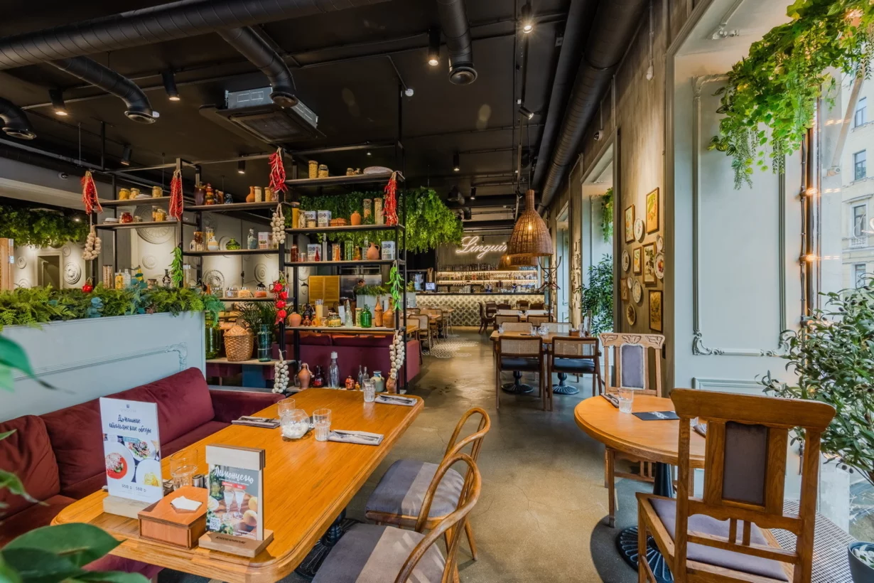 Интерьер/Экстерьер/Банкетная зона/Бар/Стол для двоих/Вход/Главный зал/Lounge зона ресторан Linguini фото