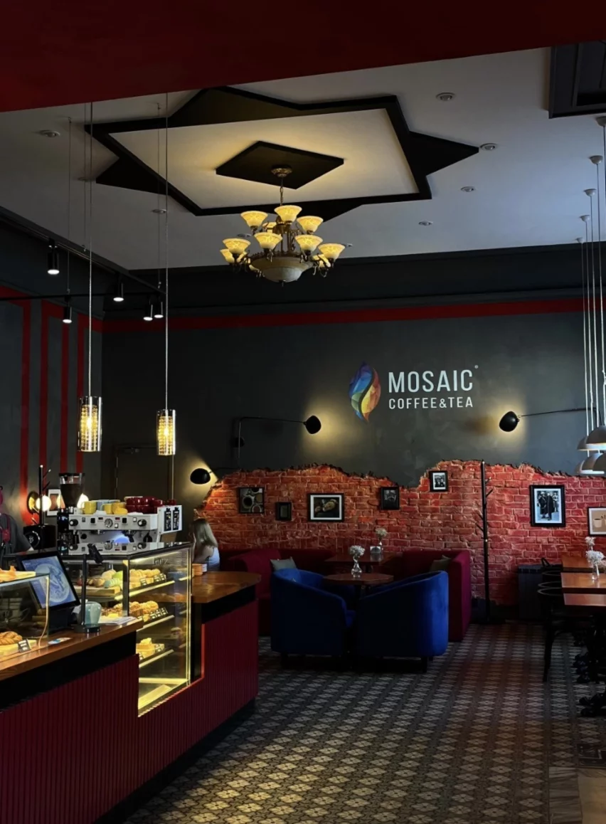 Интерьер/Экстерьер/Банкетная зона/Бар/Стол для двоих/Вход/Главный зал/Lounge зона кофейня Mosaic coffee&tea фото