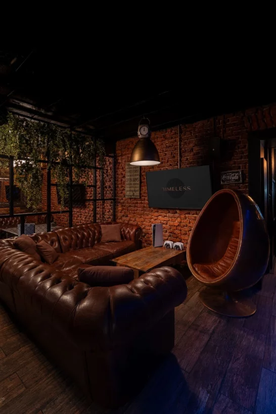 Интерьер/Экстерьер/Банкетная зона/Бар/Стол для двоих/Вход/Главный зал/Lounge зона кальянная Timeless Чистые пруды фото