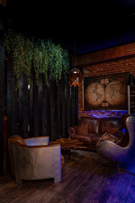 Интерьер/Экстерьер/Банкетная зона/Бар/Стол для двоих/Вход/Главный зал/Lounge зона кальянная Timeless Чистые пруды фото