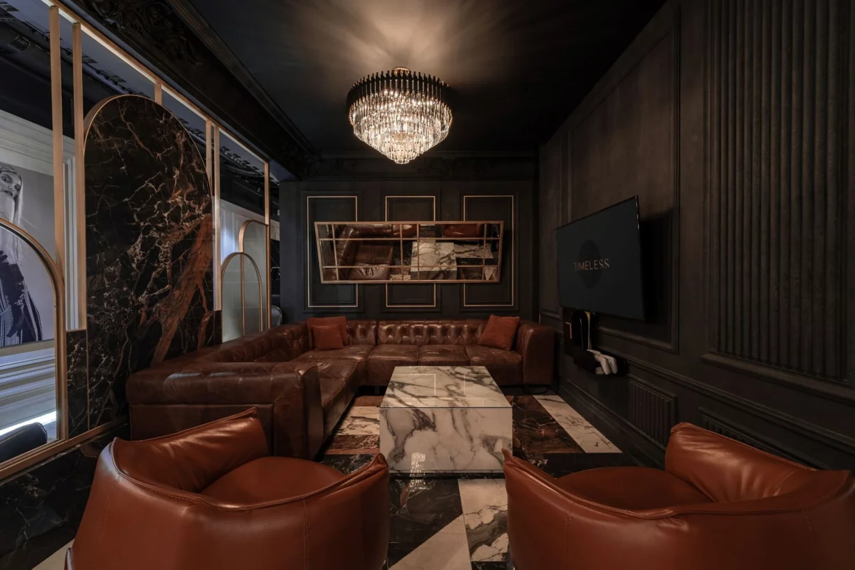 Интерьер/Экстерьер/Банкетная зона/Бар/Стол для двоих/Вход/Главный зал/Lounge зона кальянная Timeless Новый Арбат фото