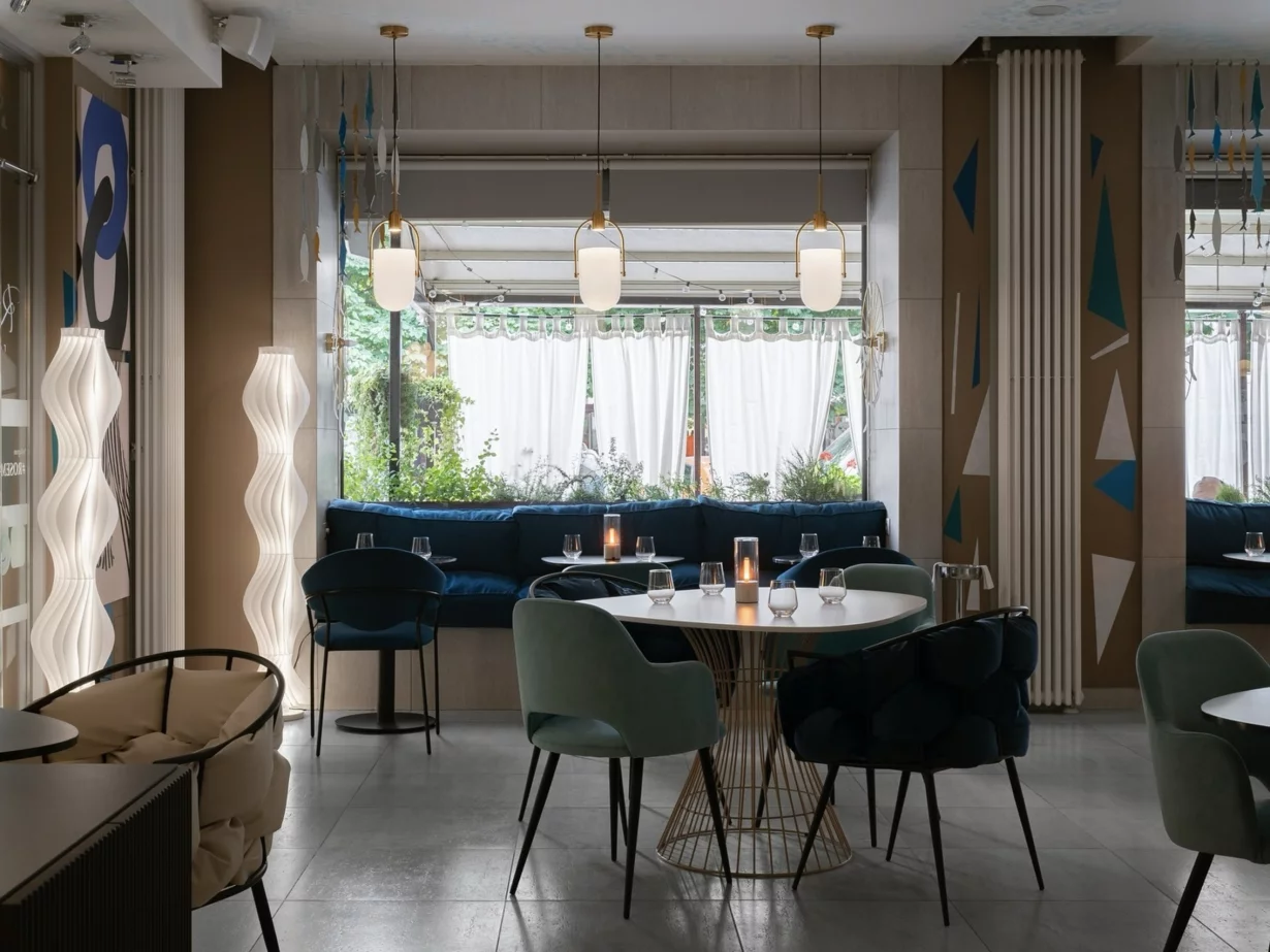 Интерьер/Экстерьер/Банкетная зона/Бар/Стол для двоих/Вход/Главный зал/Lounge зона ресторан RoseMary фото