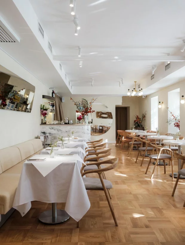 Интерьер/Экстерьер/Банкетная зона/Бар/Стол для двоих/Вход/Главный зал/Lounge зона ресторан Арома фото