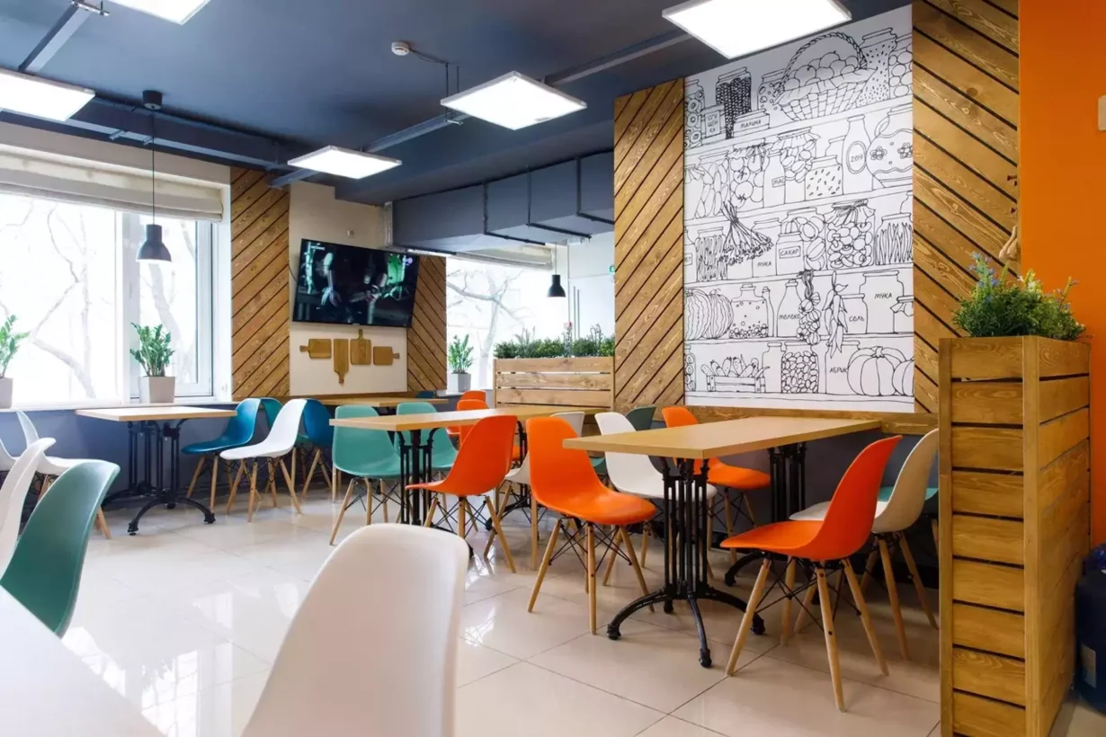 Интерьер/Экстерьер/Банкетная зона/Бар/Стол для двоих/Вход/Главный зал/Lounge зона столовая 8 Минут фото