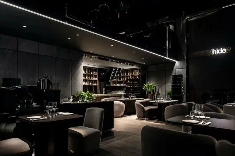 Интерьер/Экстерьер/Банкетная зона/Бар/Стол для двоих/Вход/Главный зал/Lounge зона ресторан Hide фото