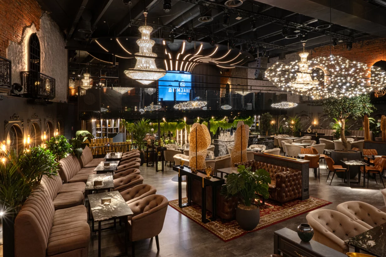 Интерьер/Экстерьер/Банкетная зона/Бар/Стол для двоих/Вход/Главный зал/Lounge зона ресторан Дымзавод Хамовники фото
