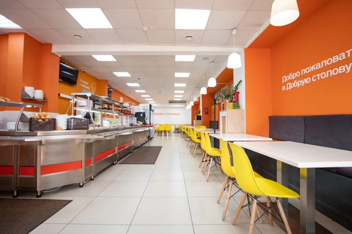 Интерьер/Экстерьер/Банкетная зона/Бар/Стол для двоих/Вход/Главный зал/Lounge зона столовая Добрая столовая фото